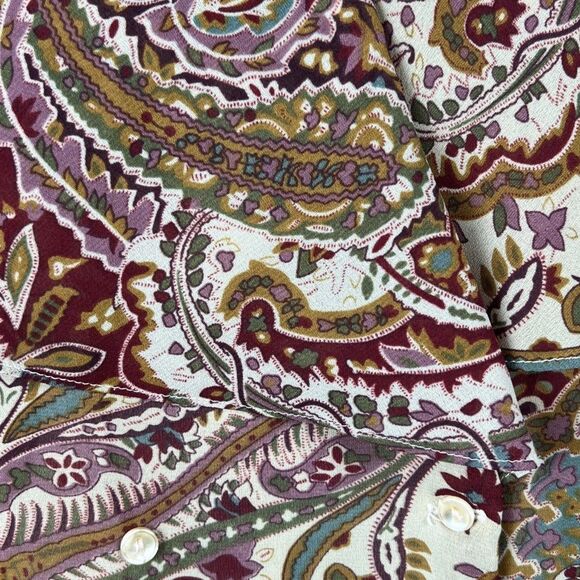 Vintage 90s San Andre Long Sleeve Asymmetrical Shawl Neck Blouse Paisley Sz 12 - Picture 13 of 14